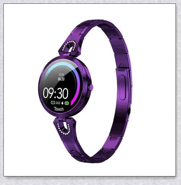 Melanda Women's Smart Watch with elegant rhinestone-adorned strap and advanced fitness tracking features