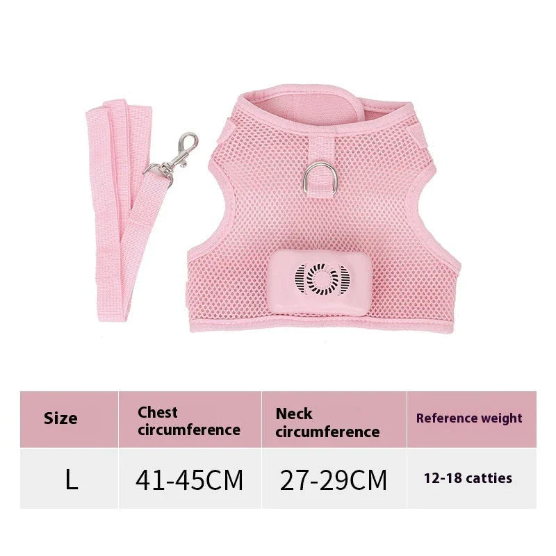 Cooling dog vest with air conditioner system, adjustable chest strap, and breathable nylon fabric design for comfortable outdoor use