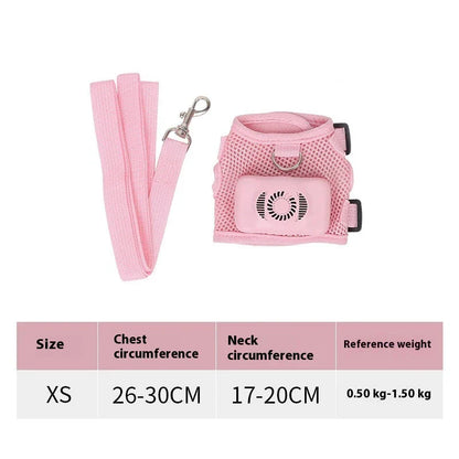 Cooling dog vest with air conditioner system, adjustable chest strap, and breathable nylon fabric design for comfortable outdoor use
