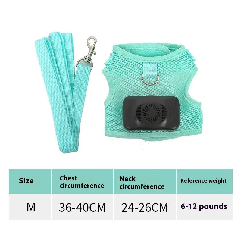 Cooling dog vest with air conditioner system, adjustable chest strap, and breathable nylon fabric design for comfortable outdoor use