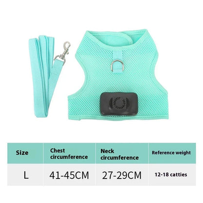 Cooling dog vest with air conditioner system, adjustable chest strap, and breathable nylon fabric design for comfortable outdoor use