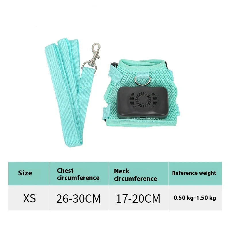 Cooling dog vest with air conditioner system, adjustable chest strap, and breathable nylon fabric design for comfortable outdoor use