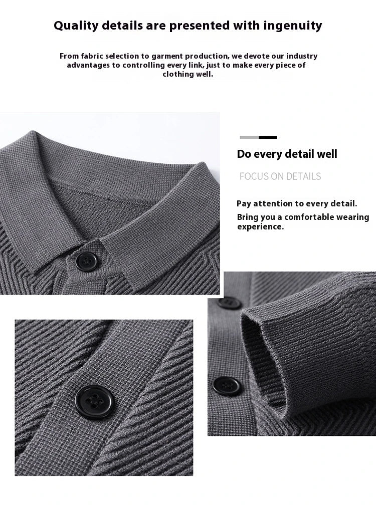A sophisticated men's knitting sweater cardigan in a variety of stylish color options