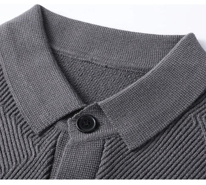 A sophisticated men's knitting sweater cardigan in a variety of stylish color options