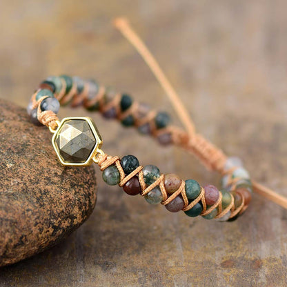 hhomeenjoy.com Adjustable Heart Charm Bracelet with Amazonite for Women and Teens