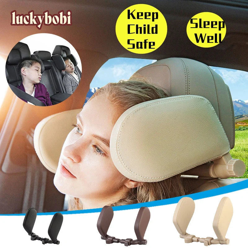 Adjustable Car Seat Headrest Pillow with Memory Foam for Comfortable Travel Support