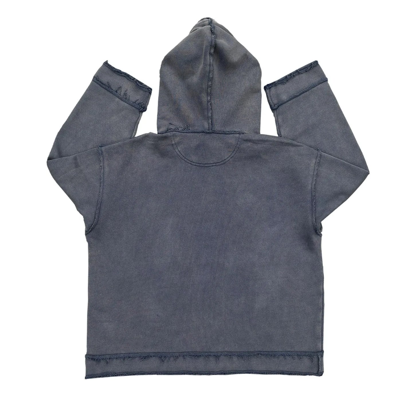 Dark blue hoodie sweater with The Sun Also Rises Back To Make text on the front.