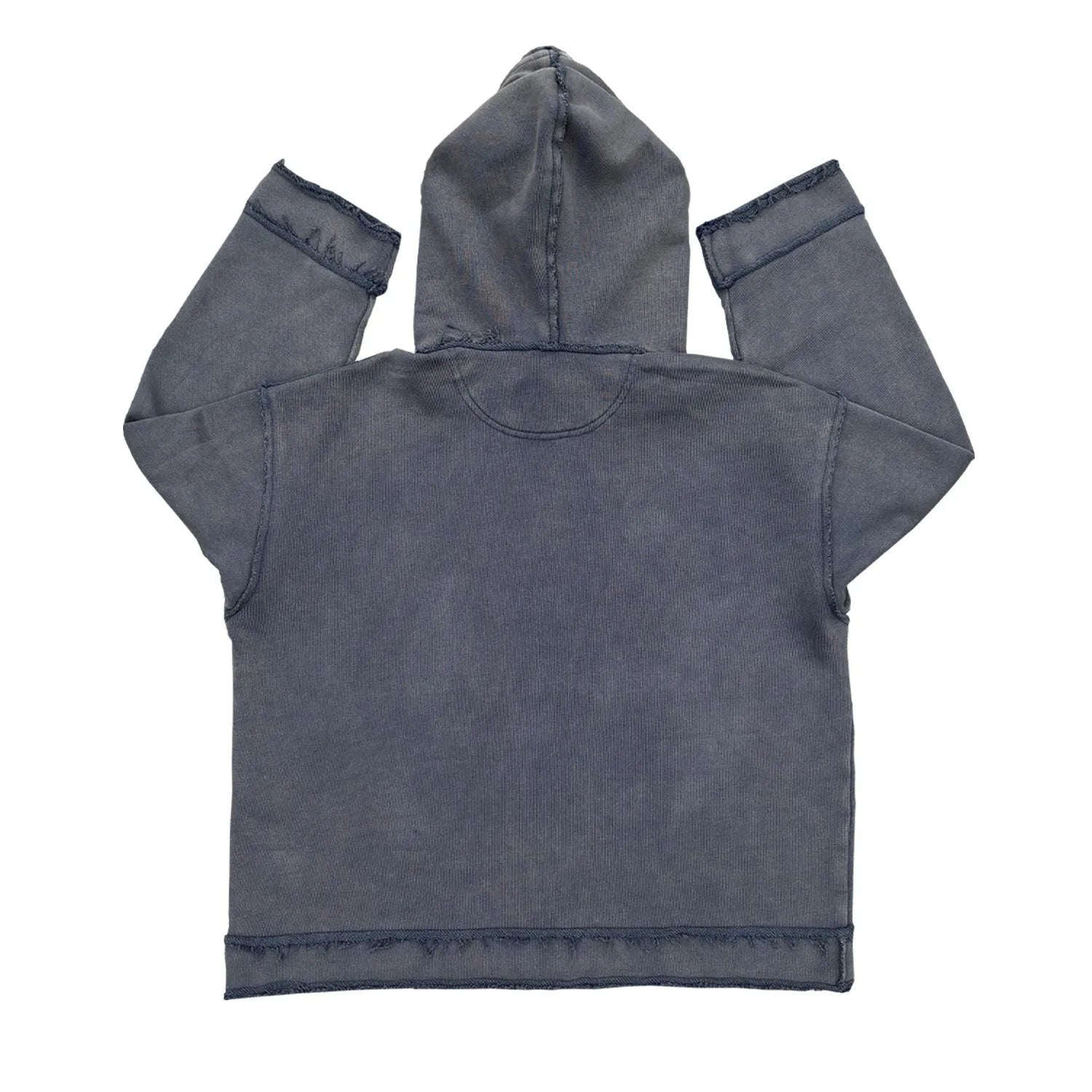 Dark blue hoodie sweater with The Sun Also Rises Back To Make text on the front.