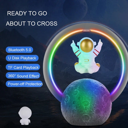 Floating Astronaut Bluetooth Speaker with magnetic levitation and RGB lighting