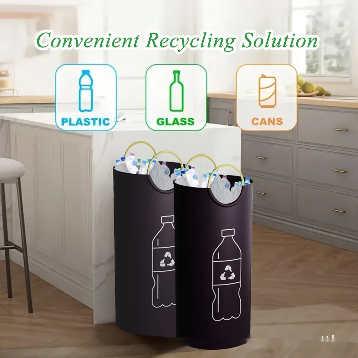 Round 38x72cm portable trash can with PP plastic construction and included garbage bag for office outdoor use