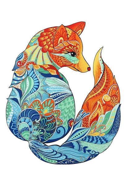 Wooden jigsaw puzzle with colourful elephant and turtle shaped pieces in A3, A4, A5 sizes