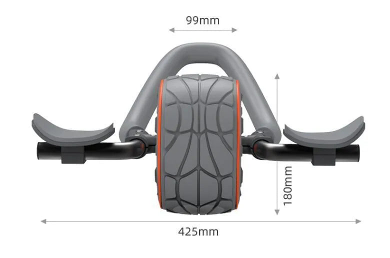 Abdominal wheel roller in Shadow Gray, 42.5x18cm, with kneeling mat, for core strength training at home.