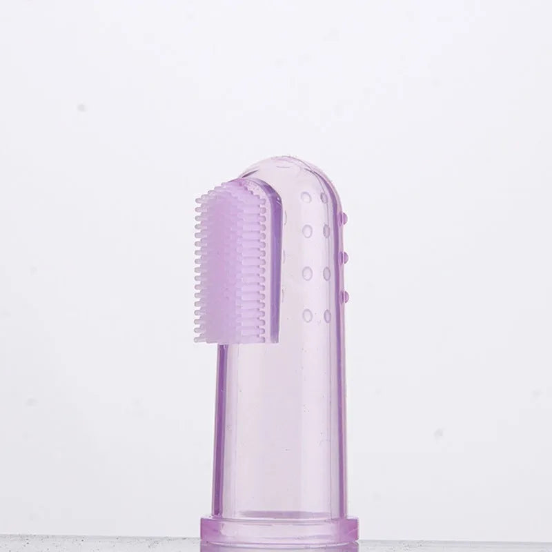 Transparent liquid silicone finger stall baby toothbrush for infant oral cleaning, 1pc