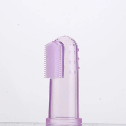 Transparent liquid silicone finger stall baby toothbrush for infant oral cleaning, 1pc