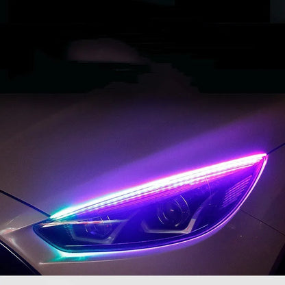LED daytime running lights with remote control, showing RGB colour options and sizes 30cm, 45cm, 60cm