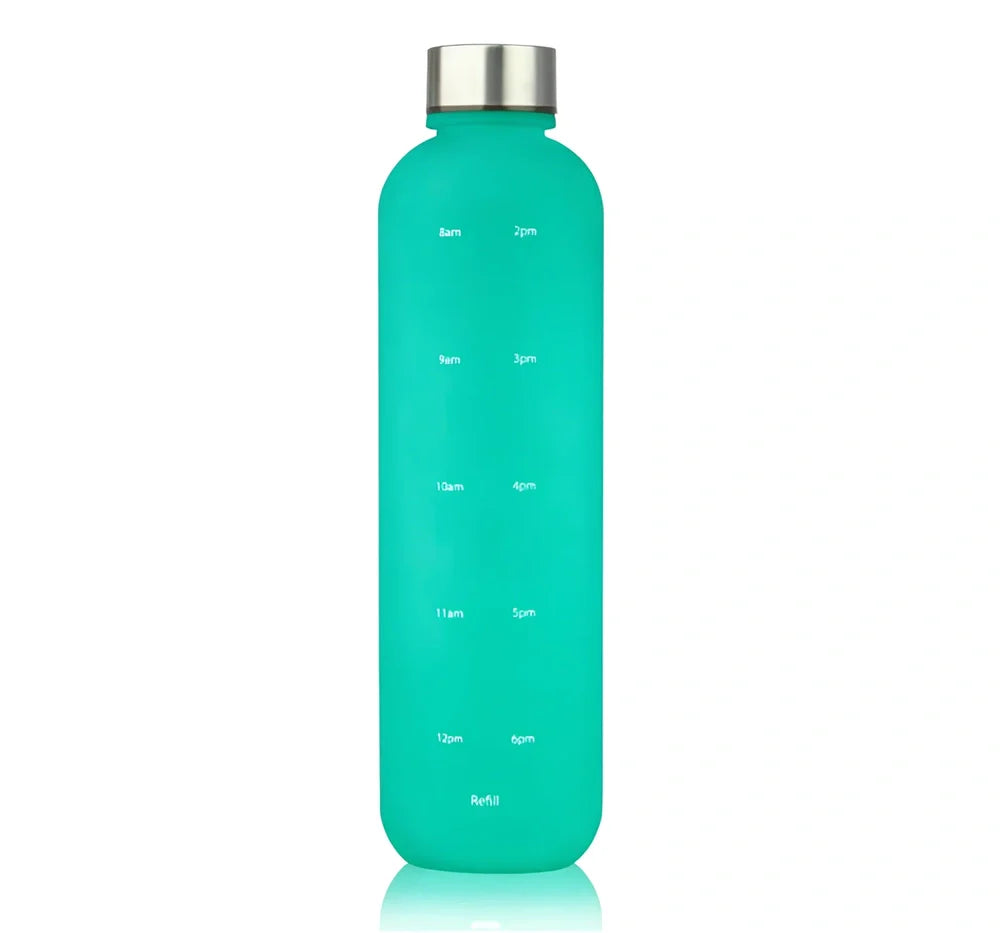 1-litre Tritan sports water bottle with frosted gradient finish and integrated handle in blue powder gradient colour