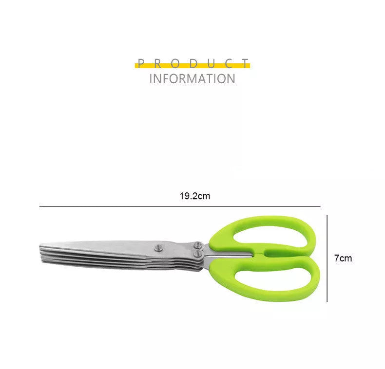 Stainless steel five-layer kitchen scissors for chopping green onions and shredding seaweed