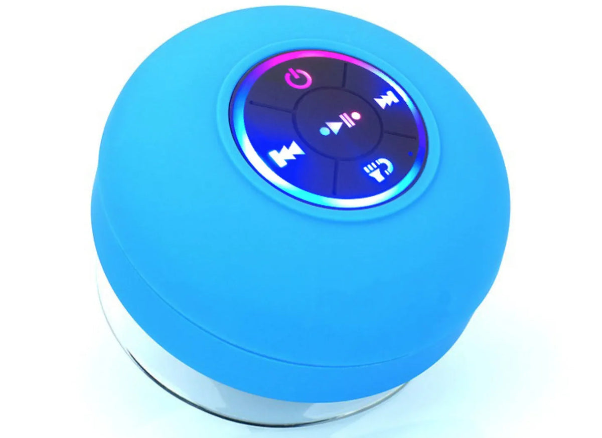 BTS07 large suction cup waterproof Bluetooth speaker in six colours: black, blue, green, red, white, yellow.