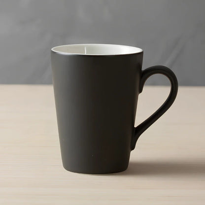 Creative office mug with handle in black, grey, khaki or light grey with enamel coating