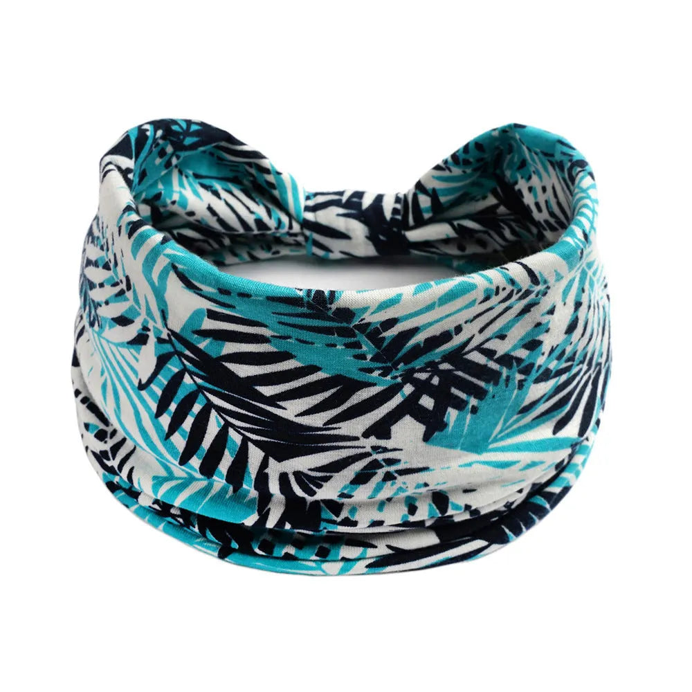 Bohemian cloth yoga sports headband with floral and polka dot patterns, available in multiple colours.