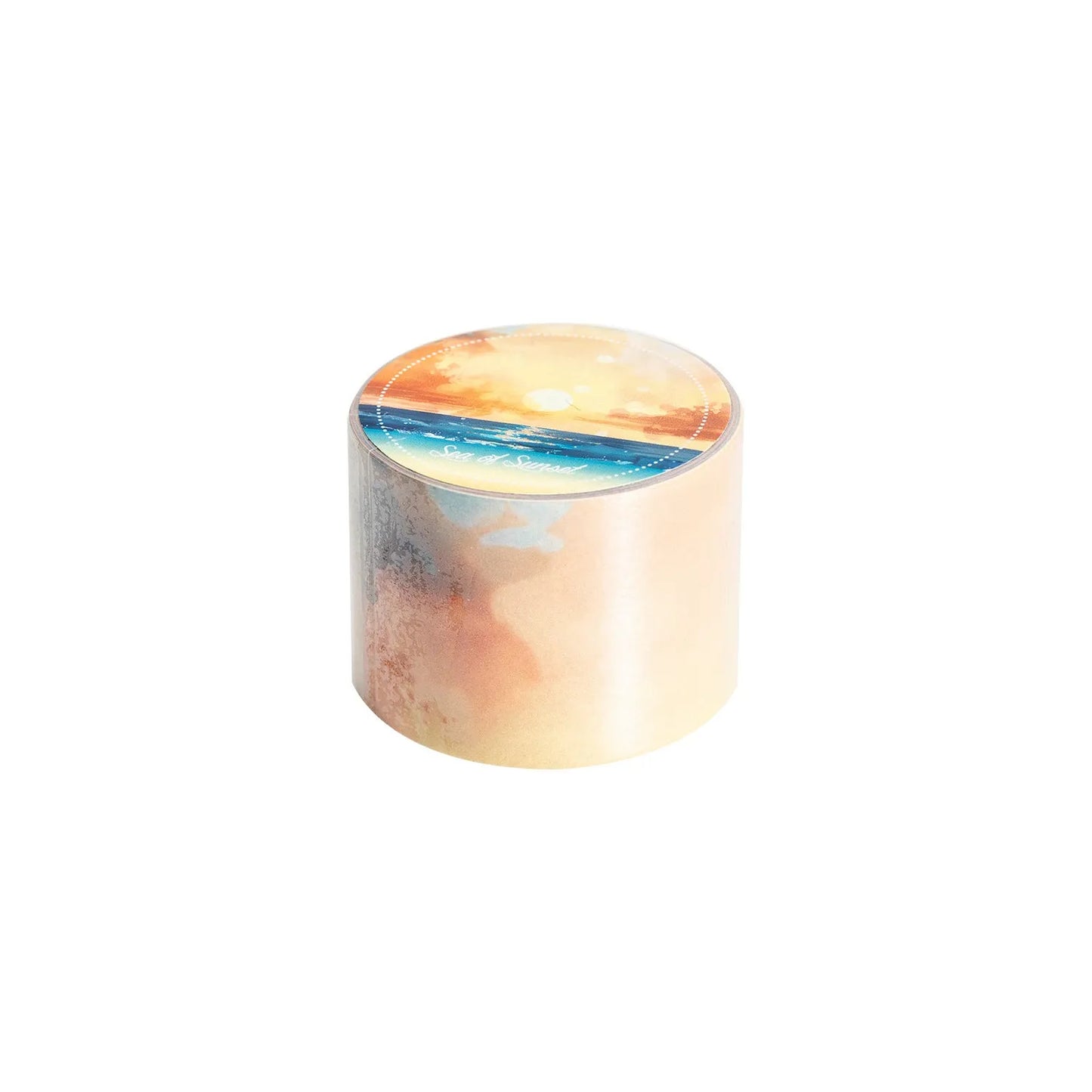 Roll of Japanese paper sky theme washi tape showing colourful clouds design, 30mm width