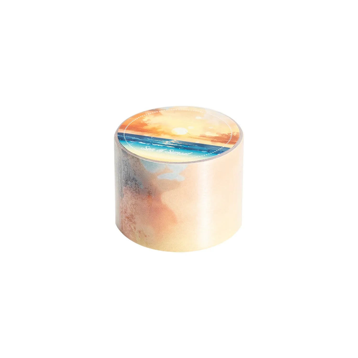 Roll of Japanese paper sky theme washi tape showing colourful clouds design, 30mm width