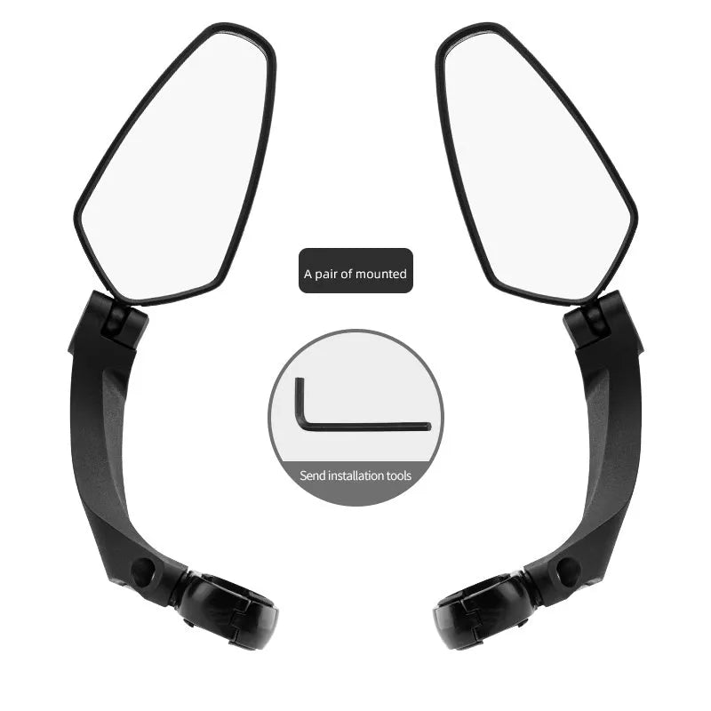 360° rotatable bike mirror with wide field of vision for handlebars 2-2.4cm in diameter