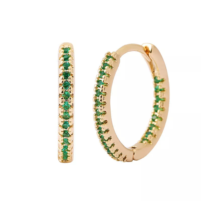 Circle Female Earrings Ear Clip Multicolor Zircon Elegant in various colors