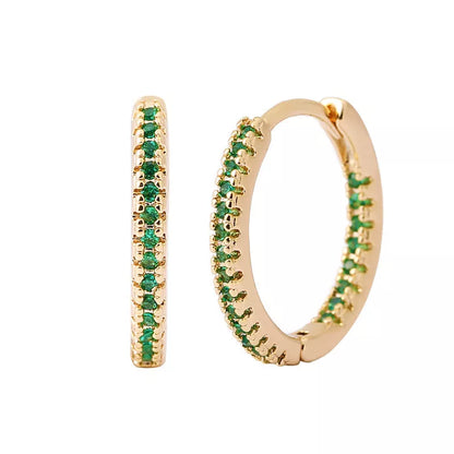 Circle Female Earrings Ear Clip Multicolor Zircon Elegant in various colors