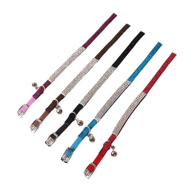 Flannel elastic buckle cat collar with gang drill pattern in six colour options, measuring 1.0cm wide by 28cm long