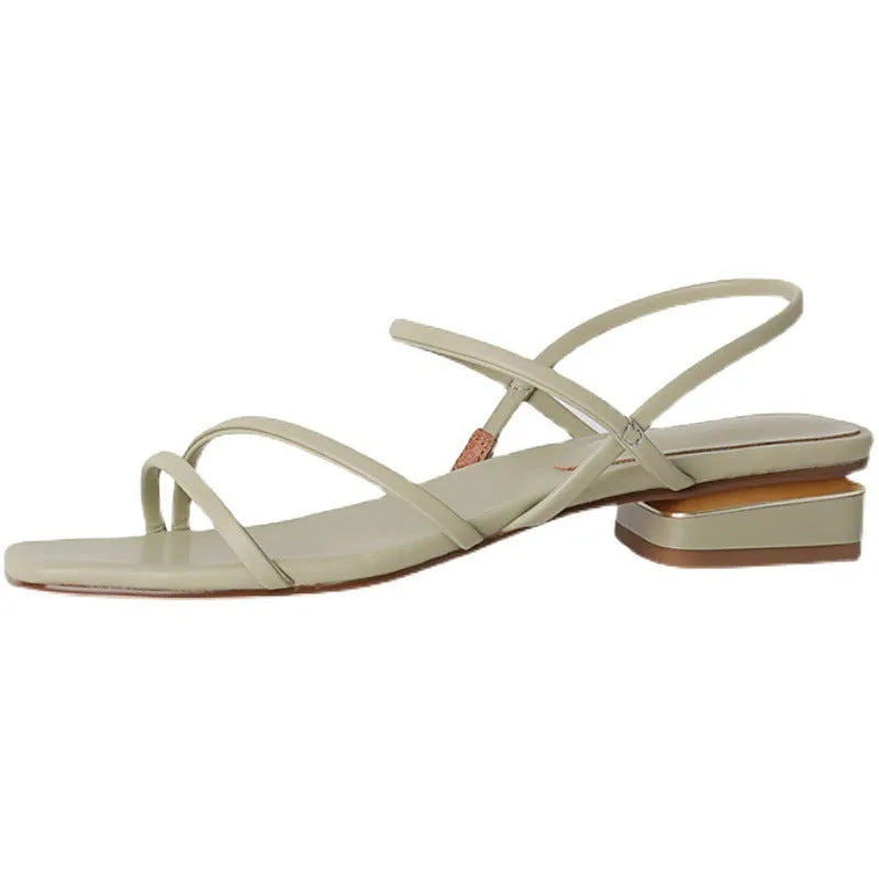 Women's flat strap Roman sandals with square toe in microfiber, showing adjustable ankle strap and multiple colour options