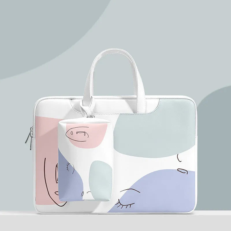 Girl's waterproof laptop bag in blue with soft handle for 15.6-inch notebooks