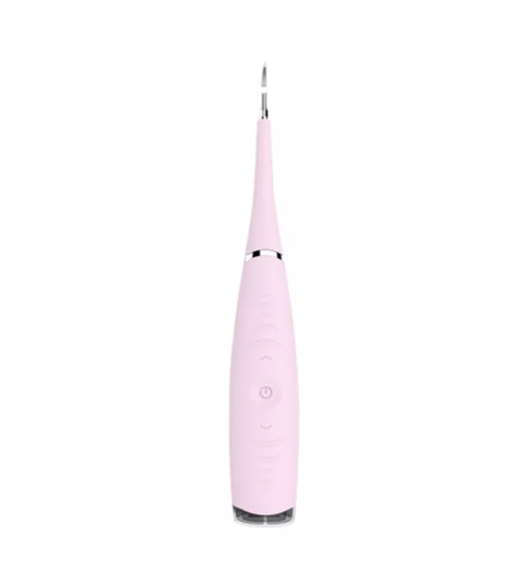 Ultrasonic tartar remover in white, pink, blue, and black colors for effective dental care at home