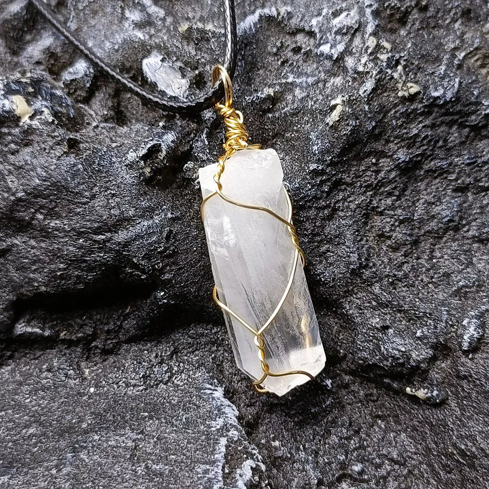 Crystal Jade Chakra Combination Set with hexagon pillar and love charm, natural crystal jewelry