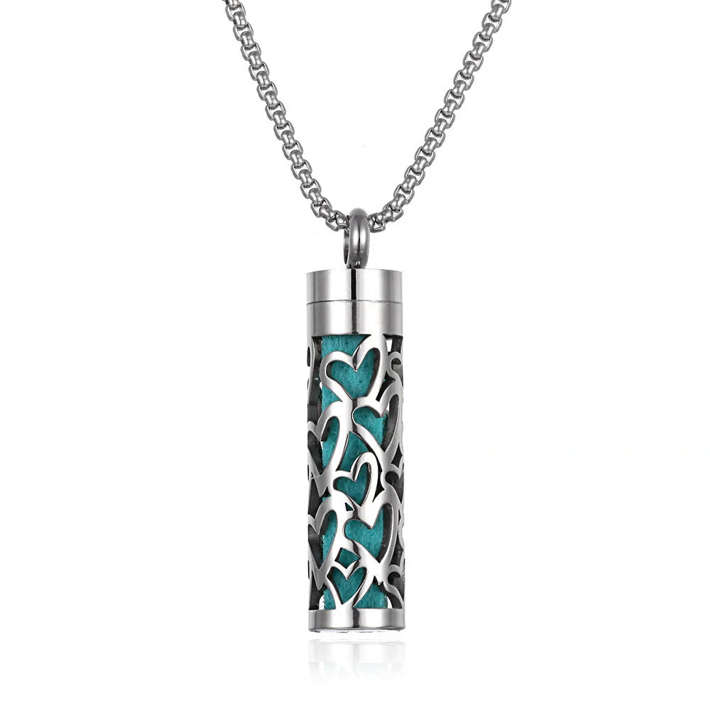 Titanium steel aromatherapy pendant with essential oil diffuser in various color options