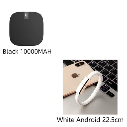 Red 10000 mAh mini power bank with digital display showing battery percentage, measuring 90x64x24mm