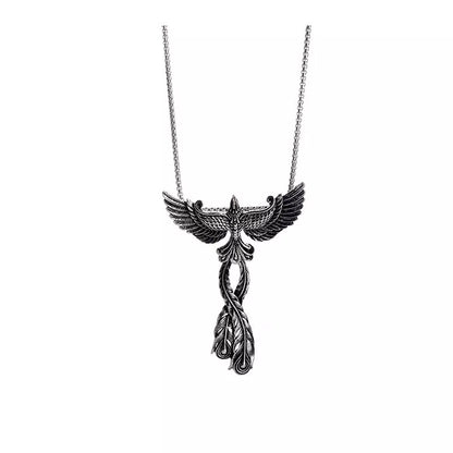 Zinc alloy phoenix pendant necklace with detailed design and 65CM chain