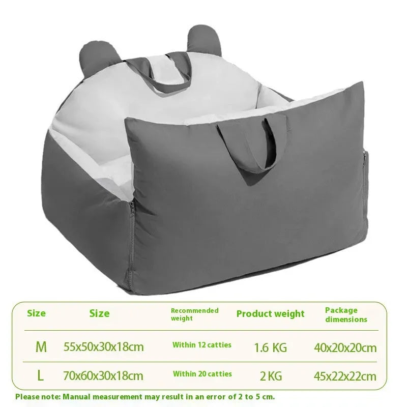 Universal removable washable car kennel for dogs in beige colours with two size options