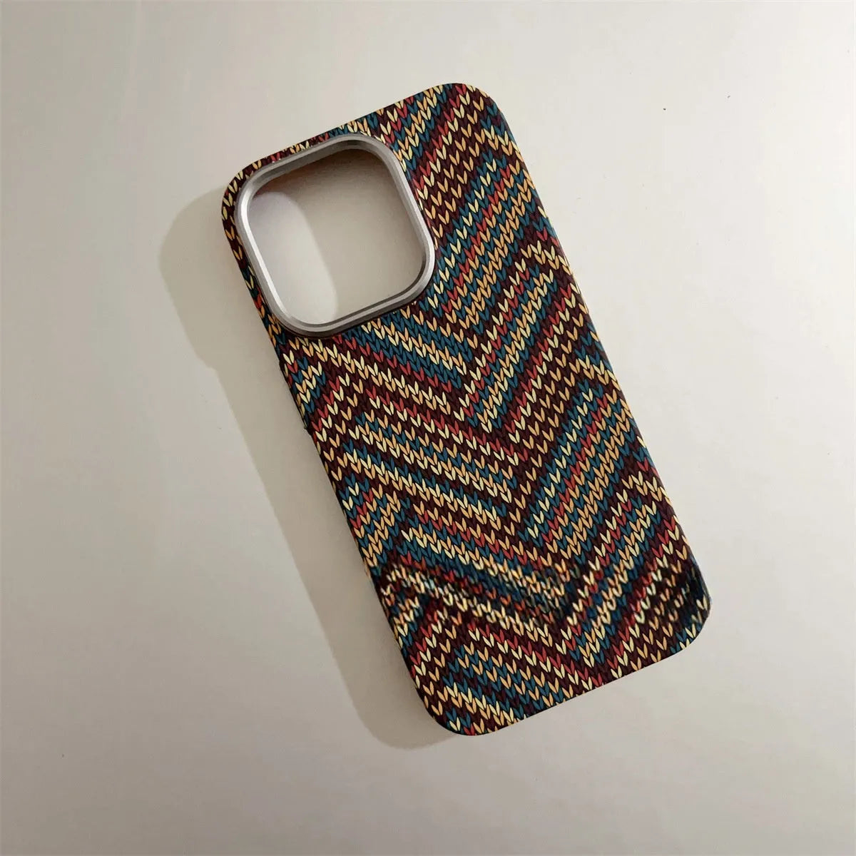 Kevlar skin feeling hard PC phone case with micro relief and magnetic suction for iPhone 12-15 Pro Max.