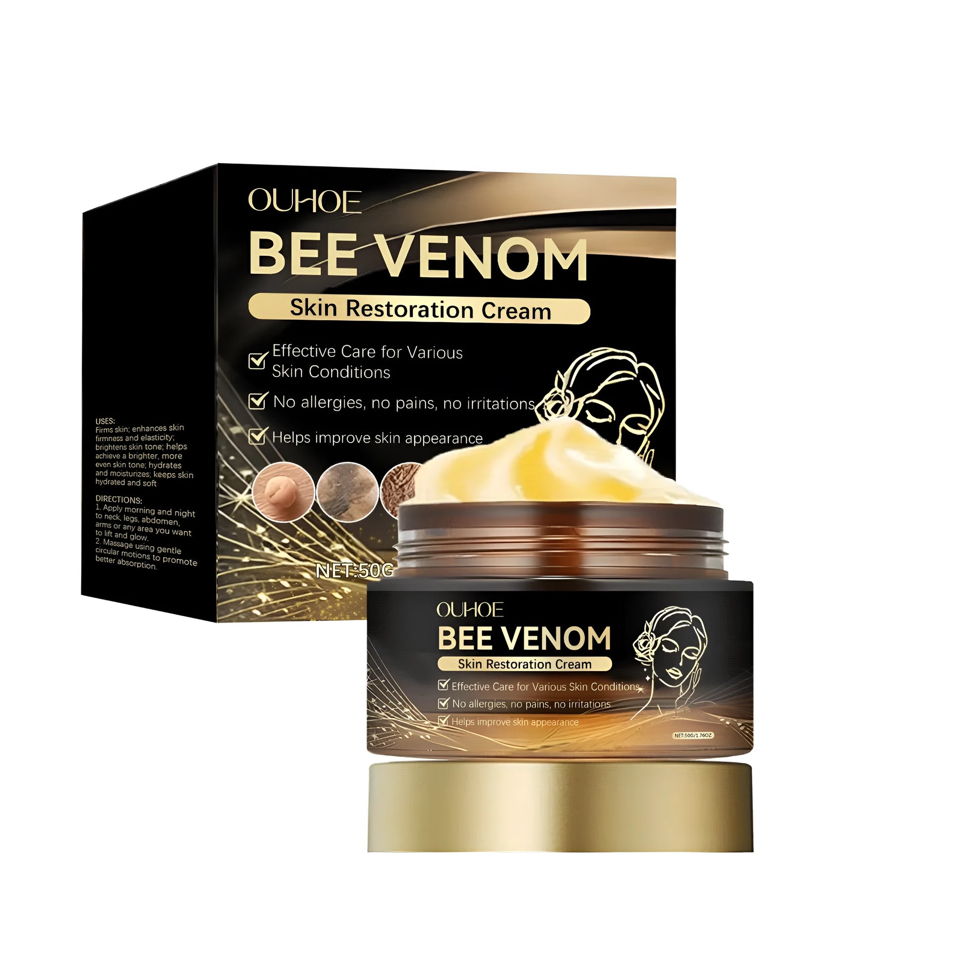 Skin Repair Cream in 50g packaging with bee venom and acetyl hexapeptide-8 for skin repair and hydration