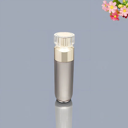 Acrylic cosmetics bottles in champagne gold and brushed white with vacuum sealing, various sizes from 5g to 120ml