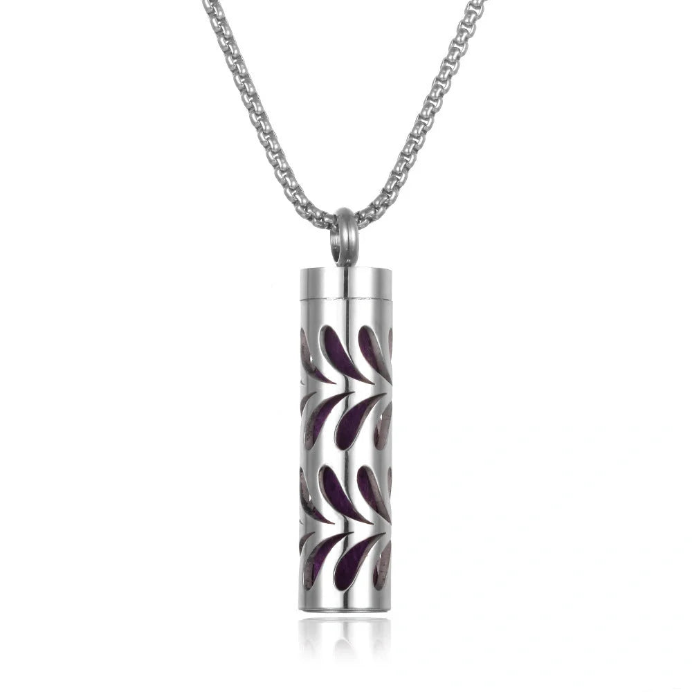 Titanium steel aromatherapy pendant with essential oil diffuser in various color options