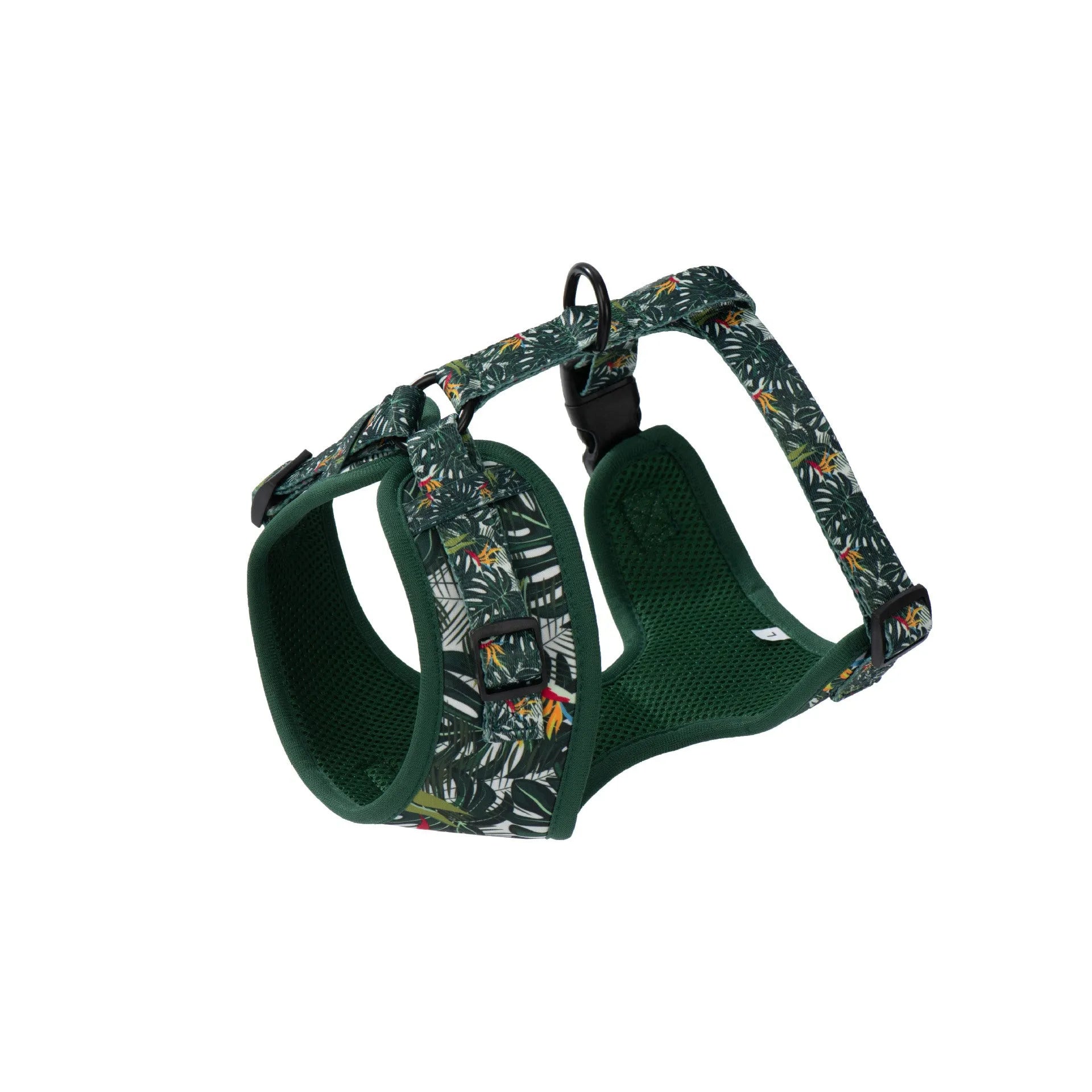 Six-piece adjustable cloth pet harness set with 1.5m haulage rope, collar, pick-up bag, bow tie, and triangular scarf