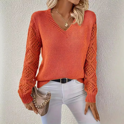 Women's acrylic V-neck pullover sweater in various colors