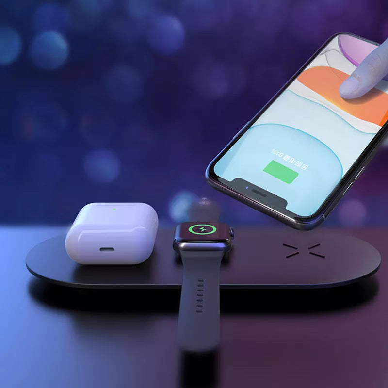 Double 15W Three-in-one Wireless Charger for mobile phone, AirPod, and watch