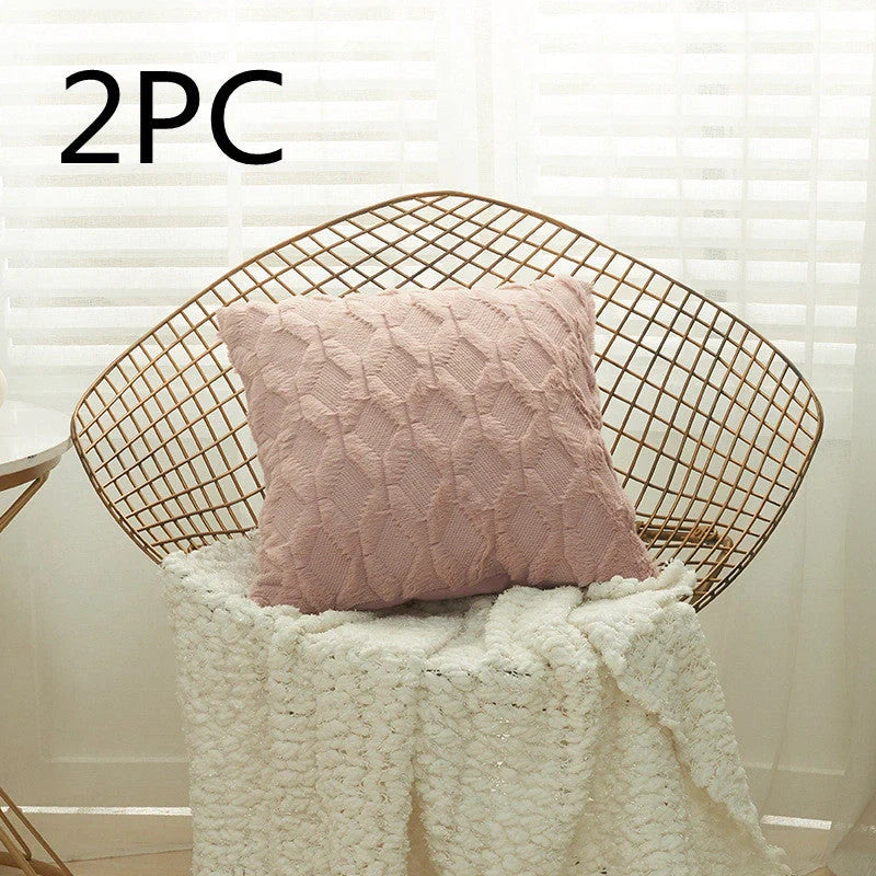 Luxury fur cushion cover in various colors, perfect for sofa or bed decor