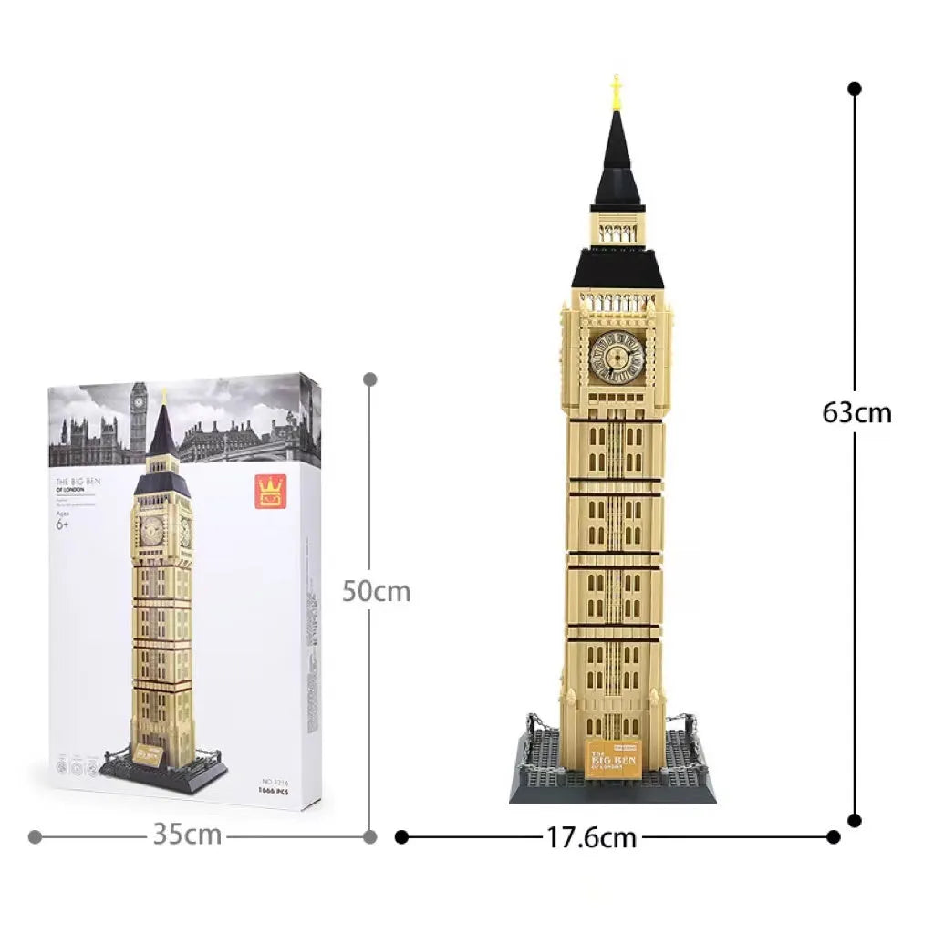 Wange building block set with 800+ ABS plastic pieces for constructing architectural landmark models