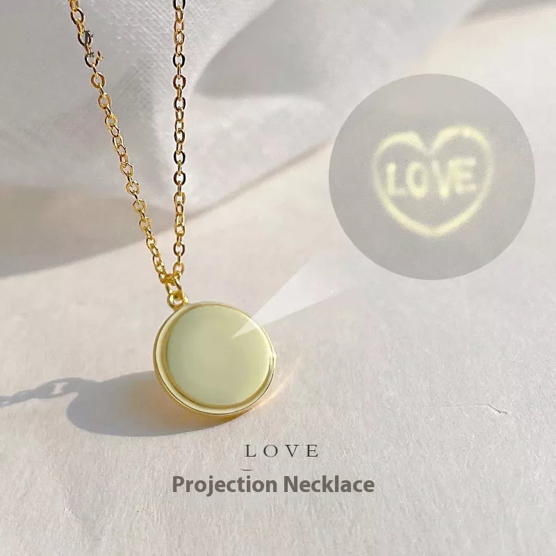 S925 pure silver projection necklace with LOVE design in gold, rose gold, and silver