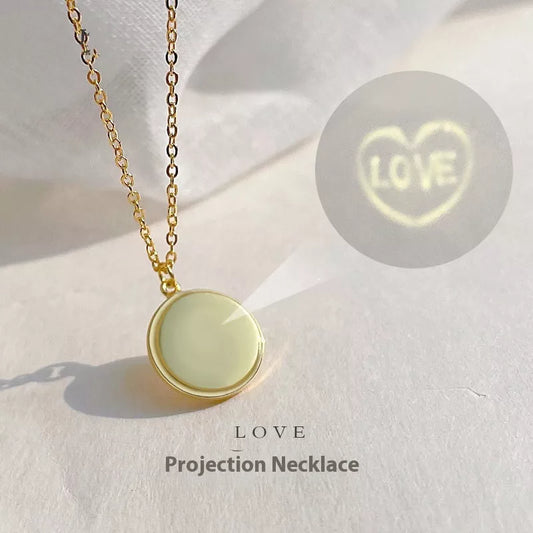 S925 pure silver projection necklace with LOVE design in gold, rose gold, and silver