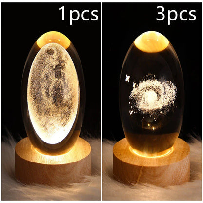 A mesmerizing galaxy-inspired crystal ball lamp with a warm, soothing LED glow.